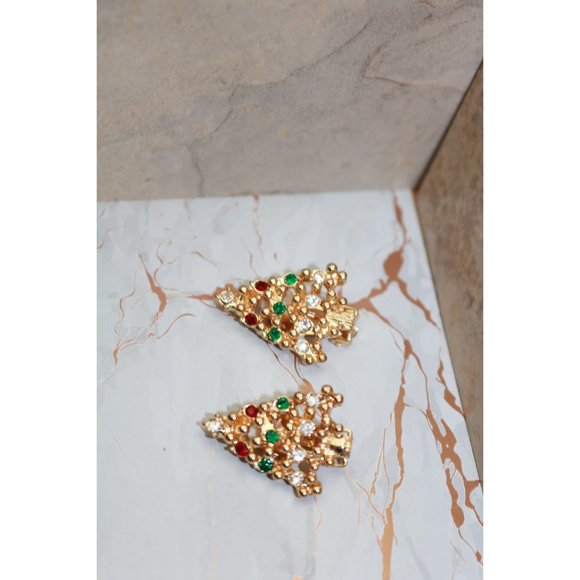 Vintage Eisenberg Christmas Tree Signed Catherines Earrings - Picture 5 of 8
